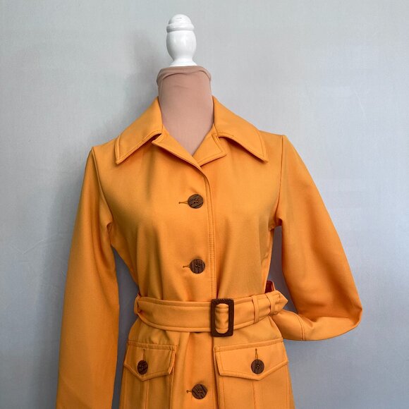 Vintage Sears Roebuck Belted Utility Coat - Golden/Mustard Yellow Size S/M - Picture 1 of 11